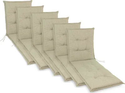 Produktbild von sunnypillow 6 Stück Liegenauflage 190 x 60 Auflage Polster für Gartenmöbel extra dick 9cm UV-Lichtecht Polsterauflagen für Gartenliege Sonnenliege Liegestuhl Kissen Cremefarben