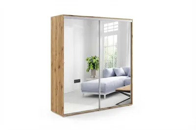 Produktbild von A1 Schlafzimmerschrank mit 2 Schiebetüren, Spiegel - Artisan - 125 x 62 x 245 cm