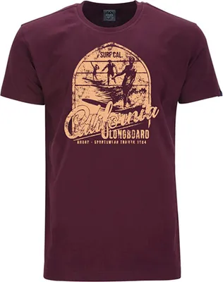 Produktbild von Übergrößen T-Shirt California Longboard beige AHORN SPORTSWEAR maroon red 9XL