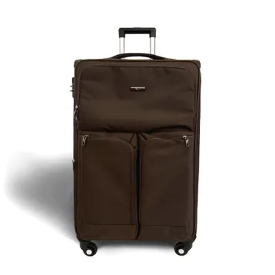 Obrázek produktu pro Textilní vozík Rorik® 28", 106 L, velikost D 82x47x30 cm, rozšiřitelný, kombinovaný zámek, 360° kolečka, teleskopická rukojeť, zip, hnědý