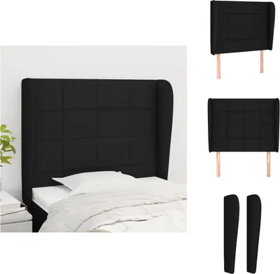 Produktbild von vidaXL Kopfteil mit Ohren Schwarz 103x23x118/128 cm Stoff -  Kopf- & Fußenden