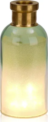 Produktbild von BRUBAKER Lichterflasche "Magie" mit 10 LED Sternen 23 cm Höhe Grün / Messing