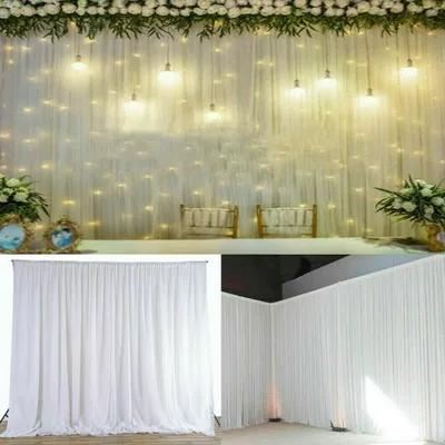 Produktbild von WISFOR 6m×3m Vorhang, Hochzeit Vorhang Hintergrund Eisseide Gardinen Vorhänge Party Dekoration Hintergründe Fensterdekoration für Fotostudio, Hochzeit, Geburtstag Weiß