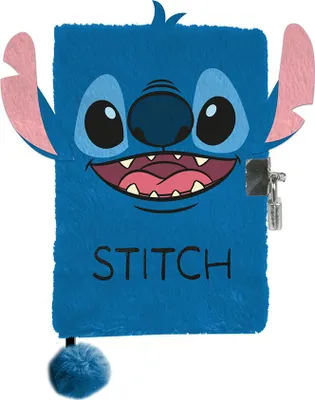 Zdjęcie produktu dla Notatnik Dziewczynka Pluszowy Motyw STITCH Kłódka do pisania Niebieski PASO