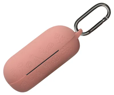Produktbild von kwmobile Silikon Case für Sony WF-C700N Hülle - Kopfhörer Schutzhülle mit Karabiner - Geprägtes Muster Dark Rose