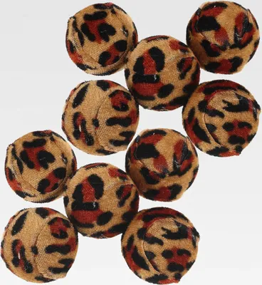 Produktbild von Interaktives Katzenspielzeug 10 Stück Kauspielzeug aus Strickstoff mit Leopardenmuster Leichte Bälle für Kätzchen Indoor Spiel Langlebiges Haustierspielzeug