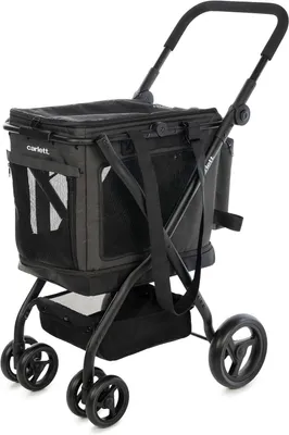 Zdjęcie produktu dla Wózek dla psa i kota 3 w 1, do 25 kg obciążenia – składany, rama aluminiowa, siatkowa konstrukcja, osłona przeciwdeszczowa