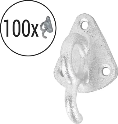 Produktbild von 100x Planenhaken Metall mit Öse 70 x 45mm Stahl verzinkt Netz Haken für Anhänger