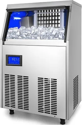 Obrázek produktu pro Profesionální výrobník ledových kostek – 250 W – výrobník ledových kostek s lopatkou na led – 50 kg za 24 hodin – samočisticí funkce – přenosný – černý