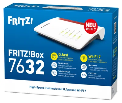 Zdjęcie produktu dla Box 7632, Wi-Fi 7 (802.11be), Dual-band (2.4 GHz/5 GHz), Przewodowa sieć LAN, 5G, Biały, Router biurkowy