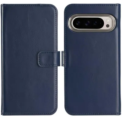 Imagen del producto de Funda de Cuero Auténtico tipo Libro para Google Pixel 9 / 9 Pro - Azul