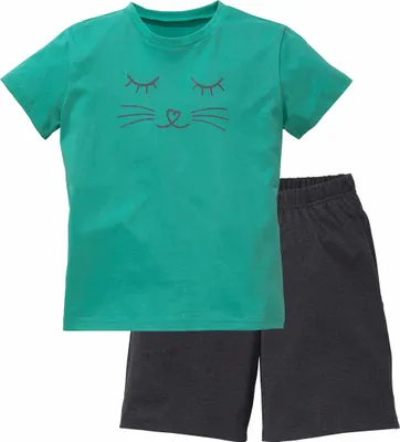 Produktbild von VIVANCE Pyjama 2 -teilig türkis-anthrazit-meliert Größe 122/128