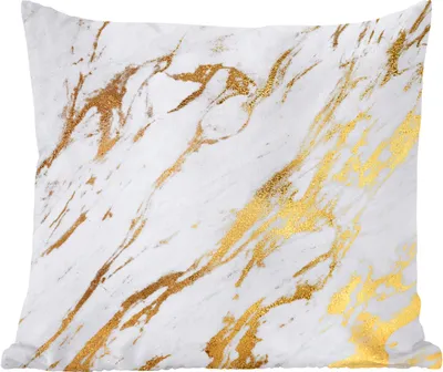 Produktbild von MuchoWow® Zierkissen Sofakissen Wohnzimmer Dekokissen 60x60 cm Marmor - Muster - Weiß - Gold - Sitzfläche - Foto Polster
