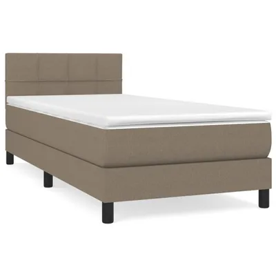Image de vidaXL Lit boxspring avec matelas Taupe 100x200 cm Tissu
