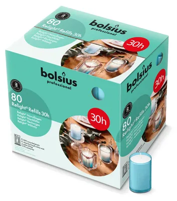 Productafbeelding van Bolsius Horeca Relight® Plus Navullingen 64/52 Aqua (80 stuks)