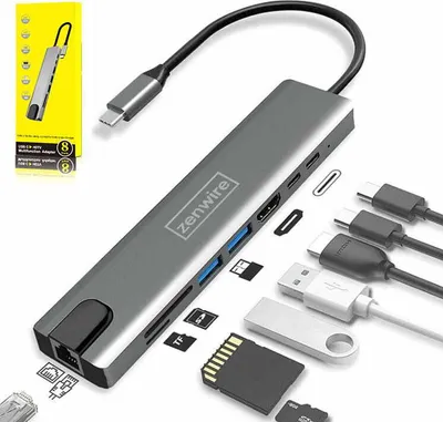 Zdjęcie produktu dla ADAPTÉROVÝ HUB 9v1 USB-C HDMI RJ45 Ethernet SD pre Macbook Air Pro M1 Zenwire