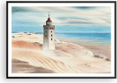 Produktbild von Gerahmtes Poster - Schwarzer Rahmen - Laterne Meer Bild - 100x70 cm - Wand Bild - Wanddeko - Wandbilder - Kunstposter - Wandposter - Bilderrahmen - Bilder - Kunstdruck - P2BAA100x70-4764