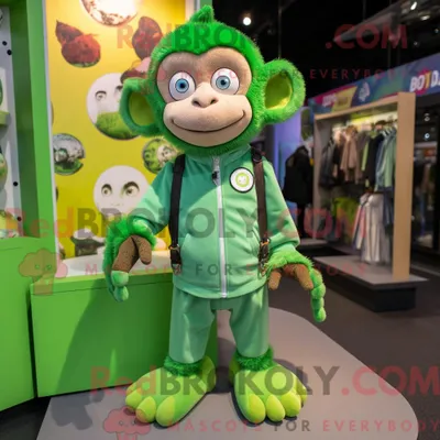 Produktbild von Maskottchenkostüm REDBROKOLY Grüner Affe mit Spielanzug und Schuhclips