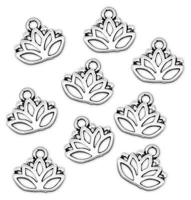 50 Charm-Anhänger Lotus-Blüte 17 x 14 mm silbern Kettenanhänger Geschenkanhänger