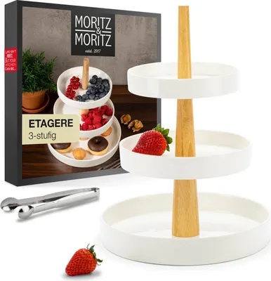 Produktbild von Moritz & Moritz Etagere rund weiß mit Holz