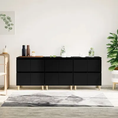 Produktbild von vidaXL Sideboards 3 Stk. Schwarz 60x35x70 cm Holzwerkstoff