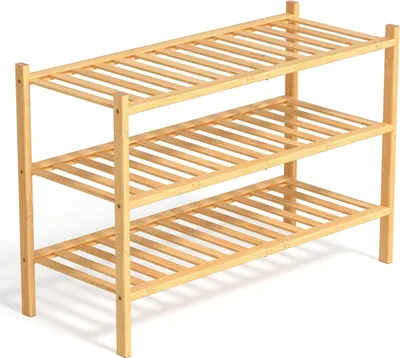 Obrázok produktu pre Botník 3 úrovne, 68x28x46 cm, bambus, do 9 párov topánok, do predsiene