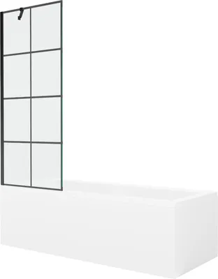 Zdjęcie produktu dla Mexen Cubik wanna 150x70 cm z obudową i parawanem, czarne szkło