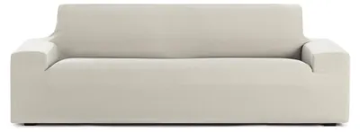 3-Sitzer-Sofa-Bezug, Ecru, elastisch, 94% Polyester, 6% Elastan