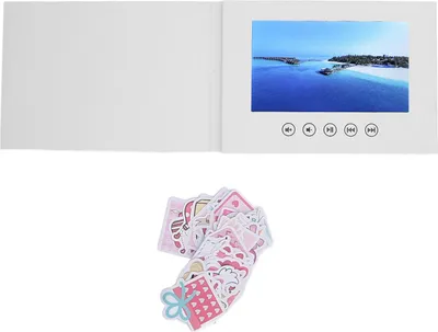 Obrázok produktu pre Video blahoželanie s LCD displejom, 720P HD prehrávanie, elektronická brožúra, 128 MB pamäť pre DIY, svadba, Vianoce, 7 palcov