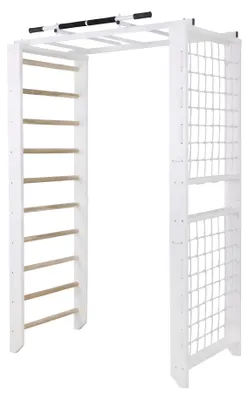 Produktbild von Sprossenwand mit Kletternetz und Klimmzugstange aus Metall