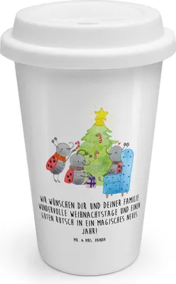 Produktbild von Mr. & Mrs. Panda ToGo Kaffeebecher Weihnachten Smörle - Weiß - Geschenk, Mehrwegbecher, To Go, Becher, Tannennadeln, Weihnachtsbaum, Pfefferminzstange, Thermobecher