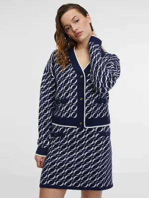 Produktbild von Orsay Dunkelblaue gemusterte Damen-Strickjacke 1000121575000__XL