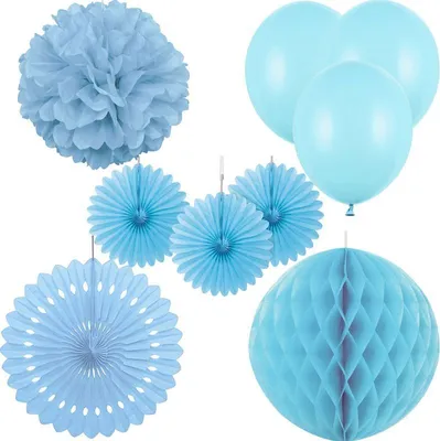 Produktbild von Partydeko hellblau Partyset Geburtstagsdeko Feier hellblaue Partyartikel Geburtstag Hochzeit