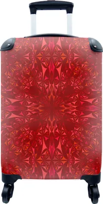 Produktbild von MuchoWow® MuchoWow® Koffer Handgepäck Trolley Rollkoffer Kleine Reisekoffer mit 4 Rollen - Kristall - Rot - Kaleidoskop - Design - Muster - Cabin Size < 55x40x23 cm & 55x40x20 cm - Fotokoffer - Kabine