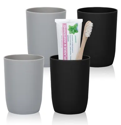 Obrázek produktu pro Sada čtyř stohovatelných kelímků na oplachování úst, objem 280 ml, barva šedá/černá