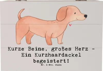 Produktbild von Mr. & Mrs. Panda holzschatulle Kurzhaardackel Herz 22 x 15 cm - Grau Pastell - Geschenk, Geschenkbox, fotobox, agile Hunderasse, Hunderassen, Beschreibung, Dackel, Box