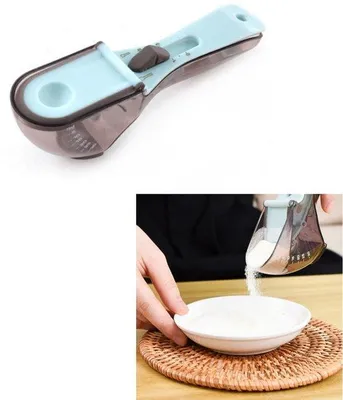 Obrázok produktu pre Odmerka – odmerka so stupnicou – odmerka pre psov – odmerka do misiek – lyžica pre zvieratá – modrá – 160×35×45 mm – na potraviny, kávu, múku, cukor, koreniny
