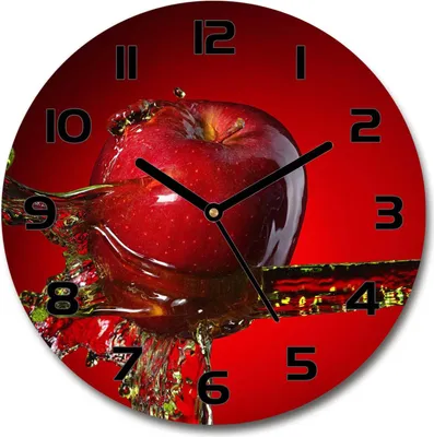 Produktbild von Wanduhr aus Glas 30fi Glasbild Glasuhr Gehärtetes Glas - schwarze-zeiger - Apple and water