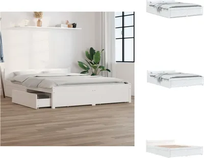 Produktbild von vidaXL Bett mit Schubladen Weiß 140x200 cm - Betten & Bettgestelle