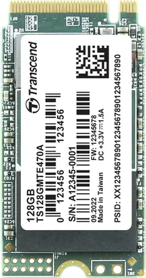 Image de Transcend MTE470A 128 GB Interne M.2 PCIe NVMe SSD 2242 3.0 x4 Retail (TS128GMTE470A)