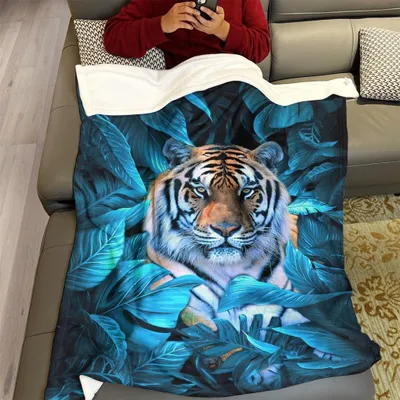 Image de Omgoods - Couverture en flanelle douce avec un motif de camouflage tropical