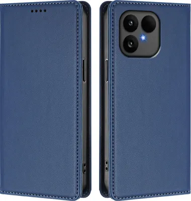 Image de Étui en cuir pour Fairphone 6, étui à rabat magnétique en cuirPolyuréthaneavec support, bleu foncé