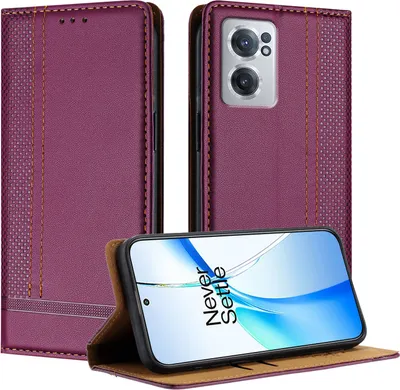 Produktbild von Handyhülle für OnePlus Nord CE 2 5G Leder Flip Klappbare Schutzhülle mit Standfunktion Lila