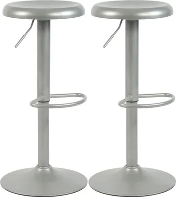 Zdjęcie produktu dla Zestaw 2 metalowych stołków barowych - Stylowy design - Regulowana wysokość w zakresie 58-78 cm