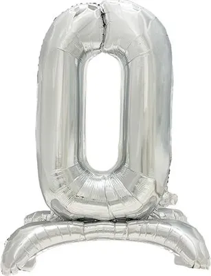 Produktbild von Folienluftballon 73 cm silber "0" stehend