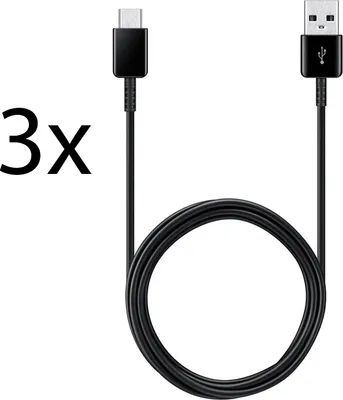 Produktbild von 3x Typ-C Ladekabel für Original Samsung Galaxy M11, M12, M13, M21, M22 Datenkabel 1,2m schwarz USB-Ladegerätkabel Aufladekabel Type-C Charging-Cable