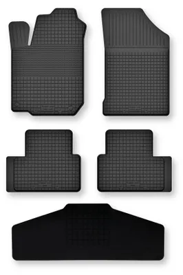 Produktbild von Gummi-Fußmatten + Tunnel für Toyota Aygo I 2005-2014 (Schrägheck) – 5-tlg, Schwarz, Semi-Universal, angepasst – Wielganizator Semi-Universal
