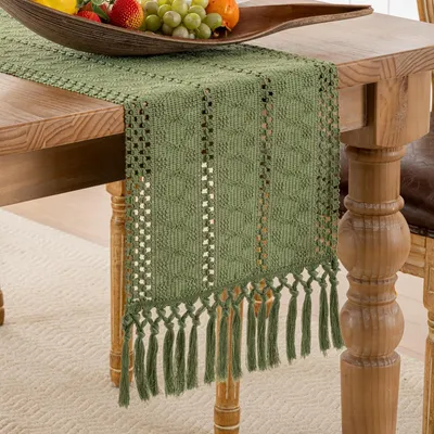 Zdjęcie produktu dla Bieżnik makramowy w stylu Boho 30 x 180 cm