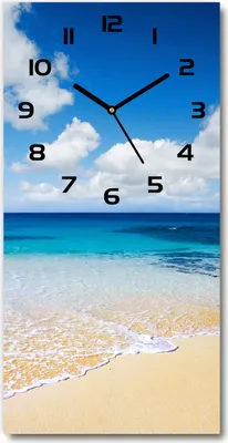 Produktbild von Wanduhr aus Glas – 30x60 cm - Glasbild - Glasuhr - Gehärtetes Glas -Tropischer Strand