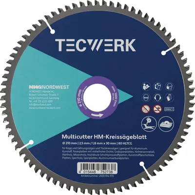 Image de Lame de scie circulaire de table/à tronçonner Auen - 254 mm, 60 dents, HLTCG, alésage 30 mm, largeur de coupe 3,2 mm